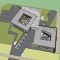 Modern Teaching Building, Department of Architecture, Teaching Building with Environment, Indoor Home Library 3d model