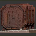 Vintage Red Crate With Textured Surface Decorative Doors Vent Details And White Base