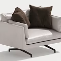 Modern Light Gray Single Sofa With Two Dark Brown Cushions And Black Metal Legs