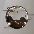 Modern Circular Metallic Wall Decor With Wavy Mountain Pattern And Linear Accents 3d model