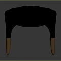 Stylish Stool With Dark Blue Tufted Padded Seat Black Legs And Wooden Feet