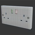 White Modern Electrical Switch Panel With Double Switches And Power Sockets 3d model