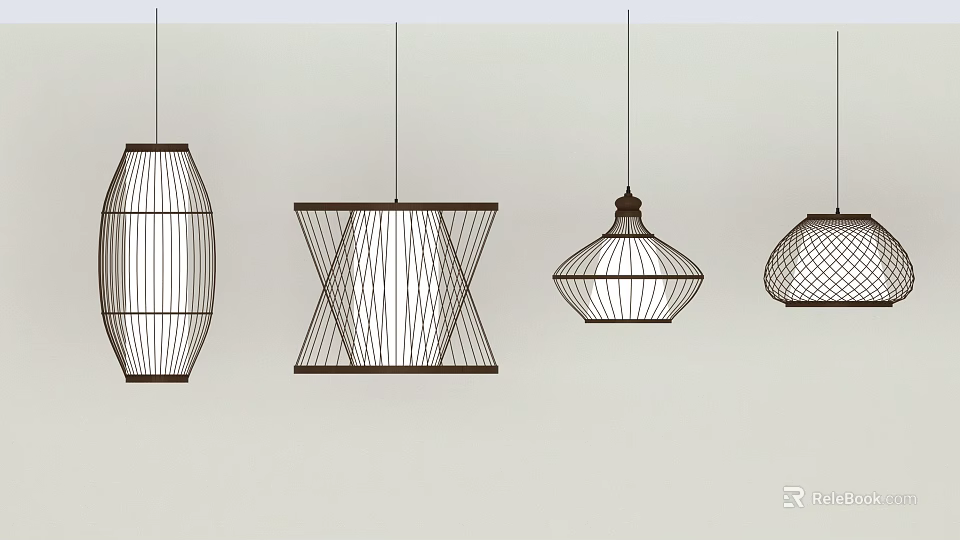 Stylish Modern Chandeliers Featuring Geometric Wire Frame And Unique Hanging Designs 3d model