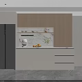 Modern Wine Cabinet Design With Wooden Doors And Interior Lighting In Kitchen