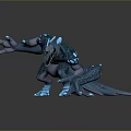 Game and Movie Fantasy Monster Character with Blue Glowing Body Sharp Claws and Ferocious Posture