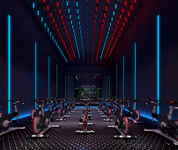 Modern Gym Bicycle Room 3d model