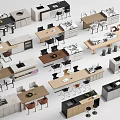 Modern Bar Counter Bar Chair Middle Island Table and Chair Combination 3d model