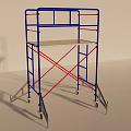 Blue And Red Frame Scaffolding With Mobile Wheels And Platform Surface