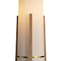 Stylish Modern Floor Lamp With Wooden Stand Fabric Shade And Gold Accents For Home Decor