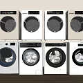 Modern Washing Machines In Various Models With Front Load Design And Control Panels 3d model