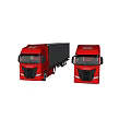 Red IVECO Modern Truck Featuring Grey Cargo Trailer And Cab Design