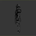 Man In Black Spiked Armor With Horned Helmet And Metallic Texture Standing