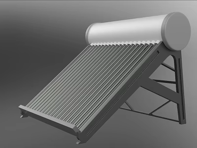 Efficient Solar Water Heater With Collector Tubes Storage Tank And Support Frame 3d model