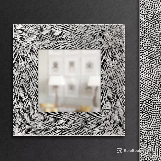 Modern Decorative Mirror With Textured Dot Pattern Frame For Home Interior 3d model 