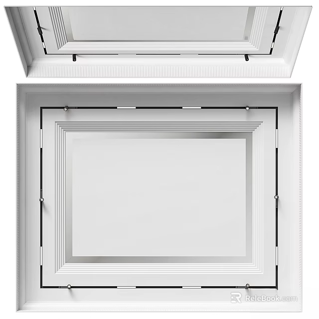 White Decorative Architectural Frame Component With Layered Ceiling Molding And Smooth Surface 3d model