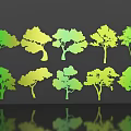 Colorful Tree Shaped Wall Decor With Green And Yellow Tones For Home Interior