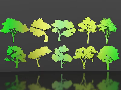 Colorful Tree Shaped Wall Decor With Green And Yellow Tones For Home Interior 3d model