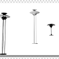 Modern Lighting Combination with White Floor Lamp and Black Table Lamp on White Pedestals