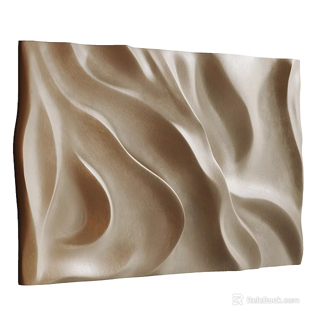 Elegant Modern Wall Panel with Wavy Texture Beige Smooth Surface for Interior Design 3d model 