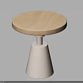 Minimalist Modern Round Table With Natural Wooden Top And White Cone Base Design