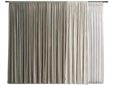 Elegant Beige And White Textured Curtains For Modern Home Window Decor 3d model