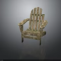 Rustic Wooden Outdoor Chair Featuring Natural Wood Grain And Armrests
