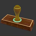 Brown Wooden Stamp With Rectangular Base And Round Top For Daily Household Use 3d model