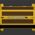 Yellow Treasure Chest With Wooden Panels Metal Lock And Casters