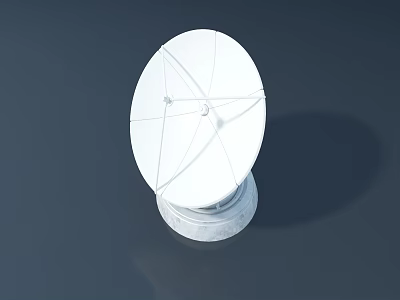 White Circular Satellite Dish Antenna Mounted On Stand With Gray Background 3d model
