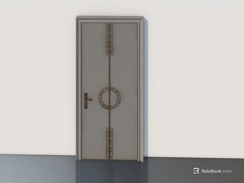 Modern Entrance Door Design With Decorative Metal Patterns And Panel 3d model