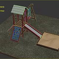 Outdoor Wooden Playground Equipment With Slide Climbing Frame Swing And Sandpit