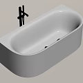 Modern White Oval Freestanding Bathtub With Sleek Chrome Faucet And Minimalist Design