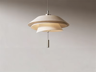 Modern Minimalist Chandelier With Layered Light Beige Shades Hanging In Neutral Space 3d model