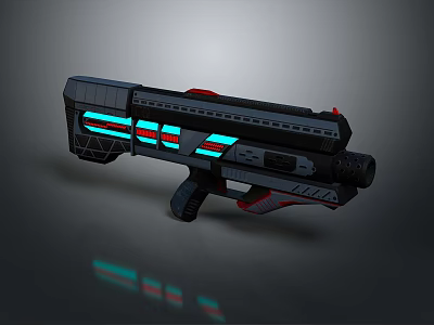 Futuristic Sci Fi Energy Weapon With Blue And Red Lights Modern Sleek Design 3d model