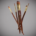 Artistic Paintbrushes with Wooden Handles and Gold Metal Ferrules Various Bristle Shapes for Art Projects