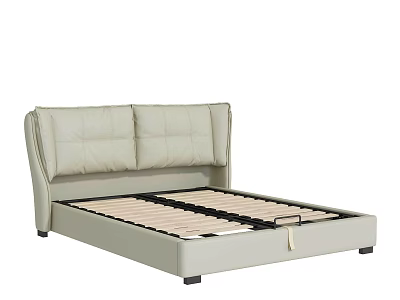 Light Gray Double Bed With Upholstered Headboard Slatted Base And Modern Design 3d model