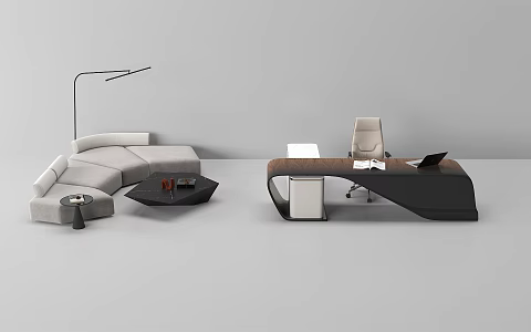 Modern office chair sofa coffee table combination 3d model
