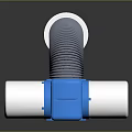 Blue Mechanical Component With White Cylindrical Parts And Spiral Base Structure 3d model