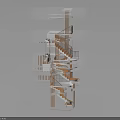 Spiral Architectural Structure Featuring Multi Level Platforms And Wooden Spiral Staircase 3d model
