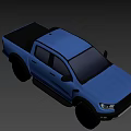 Blue Off Road Pickup Truck With Black Wheels And Sporty Exterior Design