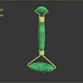 Green Jade Double Roller Medical Device with Gold Accents for Facial Skincare
