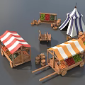Vegetable stand fruit and vegetable stand combination vegetable market stall market life props low face number low model simple model game film and television level super realistic 3d model