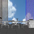 Modern Leisure Area With Floor To Ceiling Windows Green Plants White Sofas And Coffee Table