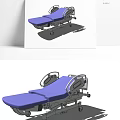 Adjustable Medical Bed With Blue Mattress Mobile Wheels And Durable Frame