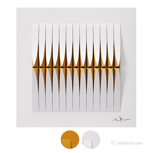 Modern White and Gold Striped Wall Decor with 3D Geometric Design for Home 3d model 