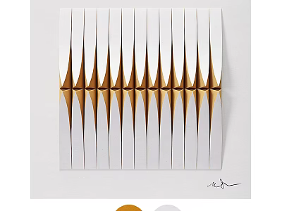 Modern White and Gold Striped Wall Decor with 3D Geometric Design for Home 3d model