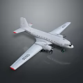 Vintage Military Transport Aircraft With Twin Propellers White Fuselage Red Tipped Tail And Green Landing Gear