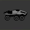 Futuristic Six Wheeled Off Road Vehicle With Mechanical Cockpit And Rugged Design