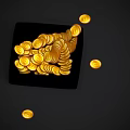 Stylish Black Household Container Filled With Gold Coins And Scattered Around Dark Background