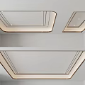 Modern Ceiling Design With White Square Shaped Panels Metal Trim And Recessed Lights